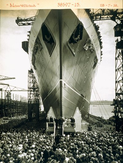 The launching of the RMS Mauretania, 28th July 1938 by English Photographer